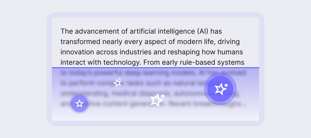 Displays a text that was rewritten to look more human
